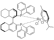 structure of CAS# 944451-26-7, [(R)-(+)-2,2'-Bis(diphenylphosphino)-5,5',6,6',7,7',8,8'-octahydro-1,1'-binaphthyl](p-cymene)ruthenium(II) dichloride