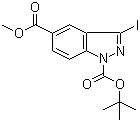 structure of CAS# 944904-57-8, 3-Iodo-1H-indazole-1,5-dicarboxylic acid 1-(tert-butyl) 5-methyl ester