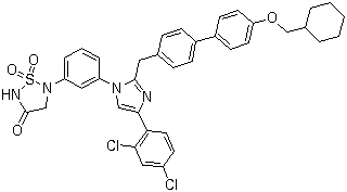 CAS # 945836-48-6, 5-[3-[2-[[4'-(Cyclohexylmethoxy)[1,1'-biphenyl]-4-yl]methyl]-4-(2,4-dichlorophenyl)-1H-imidazol-1-yl]phenyl]-1,2,5-thiadiazolidin-3-one 1,1-dioxide