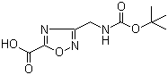 structure of CAS# 946667-81-8, 3-[[[(tert-Butoxy)carbonyl]amino]methyl]-1,2,4-oxadiazole-5-carboxylic acid