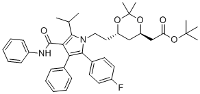 (3R,5S)-阿托伐他汀缩丙酮叔-丁基酯分子结构 (CAS 947249-30-1)