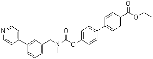 structure of CAS# 947669-86-5, 4'-[[[Methyl[[3-(4-pyridinyl)phenyl]methyl]amino]carbonyl]oxy]-[1,1'-biphenyl]-4-carboxylic acid ethyl ester