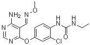 N-[4-[[6-氨基-5-[(甲氧基亚胺基)甲基]-4-嘧啶基]氧基]-2-氯苯基]-N'-乙基脲分子结构 (CAS 951151-97-6)