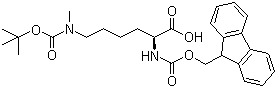 N'-叔丁氧羰基-N-芴甲氧羰基-N'-甲基-L-赖氨酸分子结构 (CAS 951695-85-5)