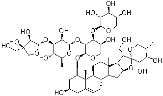 CAS # 952579-37-2, Trikamsteroside E, (1beta,3beta,23S,24R,25S)-1-[(O-D-apio-beta-D-Furanosyl-(1→3)-O-6-deoxy-alpha-L-mannopyranosyl-(1→2)-O-[beta-D-xylopyranosyl-(1→3)]-alpha-L-arabinopyranosyl)oxy]-spirost-5-ene-3,20,23,24-tetrol