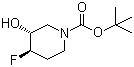 反式-3-羟基-4-氟哌啶-1-甲酸叔丁酯分子结构 (CAS 955028-82-7)
