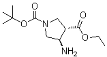 (3S,4R)-4-氨基-1,3-吡咯烷二甲酸 1-叔丁基 3-乙基酯分子结构 (CAS 955422-25-0)
