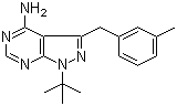 structure of CAS# 956025-83-5, 4-氨基-1-叔丁基-3-(3-甲基苄基)吡唑并[3,4-d]嘧啶