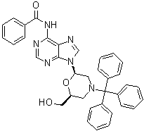 structure of CAS# 956139-16-5, N-(9-[(2R,6S)-6-(羟基甲基)-4-三苯甲基吗啉-2-基]-嘌呤-6-基)苯甲酰胺