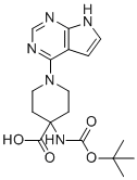 4-((叔丁氧羰基)氨基)-1-(7H-吡咯并[2,3-d]嘧啶-4-基)哌啶-4-羧酸分子结构 (CAS 956460-96-1)