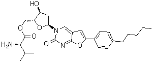 3-(2-脱氧-beta-D-赤式-呋喃戊糖基)-6-(4-戊基苯基)呋喃并[2,3-d]嘧啶-2(3H)-酮 5'-L-缬氨酸酯分子结构 (CAS 956483-02-6)