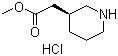 (S)-2-(哌啶-3-基)乙酸甲酯盐酸盐分子结构 (CAS 957471-98-6)