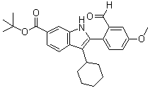 3-环己基-2-(2-甲酰基-4-甲氧基苯基)-1H-吲哚-6-羧酸叔丁酯分子结构 (CAS 958002-18-1)