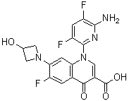 1-(6-Amino-3,5-difluoro-2-pyridinyl)-6-fluoro-1,4-dihydro-7-(3-hydroxy-1-azetidinyl)-4-oxo-3-quinolinecarboxylic acid molecular structure (CAS 959374-64-2)