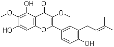 CAS 登录号：959421-20-6, 5,7-二羟基-2-[4-羟基-3-(3-甲基-2-丁烯-1-基)苯基]-3,6-二甲氧基-4H-1-苯并吡喃-4-酮