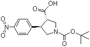 structure of CAS# 959579-94-3, N-Boc-(3S,4R)-4-(4-硝基苯基)吡咯烷-3-羧酸