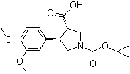 N-Boc-(3S,4R)-4-(3,4-二甲氧基苯基)吡咯烷-3-羧酸分子结构 (CAS 959580-91-7)