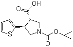 structure of CAS# 959581-75-0, (3S,4S)-1-Boc-4-(2-thienyl)pyrrolidine-3-carboxylic acid