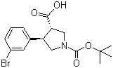structure of CAS# 959582-16-2, (3S,4R)-1-Boc-4-(3-Bromophenyl)pyrrolidine-3-carboxylic acid