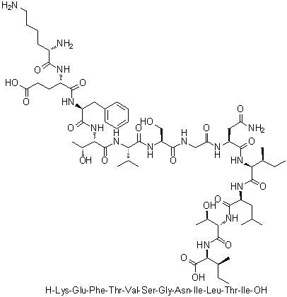 CAS # 959607-82-0, L-Lysyl-L-alpha-glutamyl-L-phenylalanyl-L-threonyl-L-valyl-L-serylglycyl-L-asparaginyl-L-isoleucyl-L-leucyl-L-threonyl-L-isoleucine