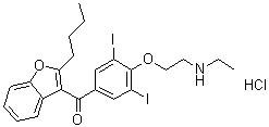 (2-丁基苯并呋喃-3-基)(4-(2-(乙基氨基)乙氧基)-3,5-二碘苯基)甲酮盐酸盐分子结构 (CAS 96027-74-6)