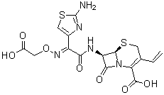 (6R,7R)-7-[[(2E)-2-(2-氨基-4-噻唑基)-2-[(羧基甲氧基)亚氨基]乙酰基]氨基]-3-乙烯基-8-氧代-5-硫杂-1-氮杂双环[4.2.0]辛-2-烯-2-羧酸分子结构 (CAS 97164-56-2)