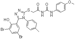 CAS 登录号：97399-37-6, 2-[[5-(3,5-二溴-2-羟基苯基)-4-(4-甲基苯基)-4H-1,2,4-三唑-3-基]硫基]-N-[[(4-甲氧基苯基)氨基]羰基]乙酰胺