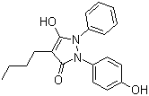 structure of CAS# 975-18-8, 4-Butyl-3-hydroxy-1-(4-hydroxyphenyl)-2-phenyl-3-pyrazolin-5-one
