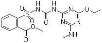 CAS # 97780-06-8, Ethametsulfuron-methyl, Methyl 2-(((((4-ethoxy-6-(methylamino)-1,3,5-triazin-2-yl)amino)carbonyl)amino)sulfonyl)benzoate, Ethametsulfuron methyl ester, DPX-A7881, Muster