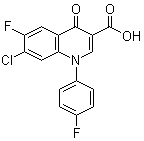 structure of CAS# 98105-79-4, 7-Chloro-6-fluoro-1-(4-fluorophenyl)-1,4-dihydro-4-oxo-3-quinolinecarboxylic acid