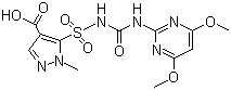 CAS 登录号：98389-04-9, 吡嘧磺隆(母酸), 5-(4,6-二甲氧基嘧啶-2-基氨基甲酰氨基磺酰基)-1-甲基吡唑-4-羧酸