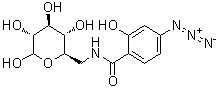 6-[(4-叠氮基-2-羟基苯甲酰基)氨基]-6-脱氧-D-吡喃葡萄糖分子结构 (CAS 98897-09-7)
