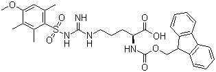 structure of CAS# 98930-01-9, N-Fmoc-N'-(4-methoxy-2,3,6-trimethylbenzenesulfonyl)-L-arginine