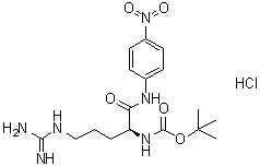 structure of CAS# 99306-64-6, N2-(tert-Butyloxycarbonyl)N5-(imino(amino)methyl)-L-ornithine p-nitroanilide monohydrochloride