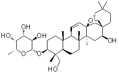 CAS # 99365-20-5, Prosaikogenin F, (3beta,4alpha,16beta)-13,28-Epoxy-16,23-dihydroxyolean-11-en-3-yl 6-deoxy-beta-D-galactopyranoside, 3-O-Fucopyranosylsaikogenin F, 3-O-beta-D-Fucopyranosyl saikogenin F, Prosaikogenin F, Prosapogenin F