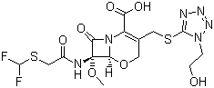 CAS 登录号：99665-00-6, 氟氧头孢, (-)-(6R,7R)-7-(2-((二氟甲基)硫)乙酰氨基)-3-(((1-(2-羟乙基)-1H-四唑-5-基)硫)甲基)-7-甲氧基-8-氧代-5-氧杂-1-氮杂双环[4.2.0]辛-2-烯-2-甲酸