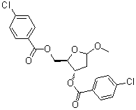 structure of CAS# 99886-53-0, 甲基 2-脱氧-D-赤式-呋喃戊糖苷 双(4-氯苯甲酸酯)
